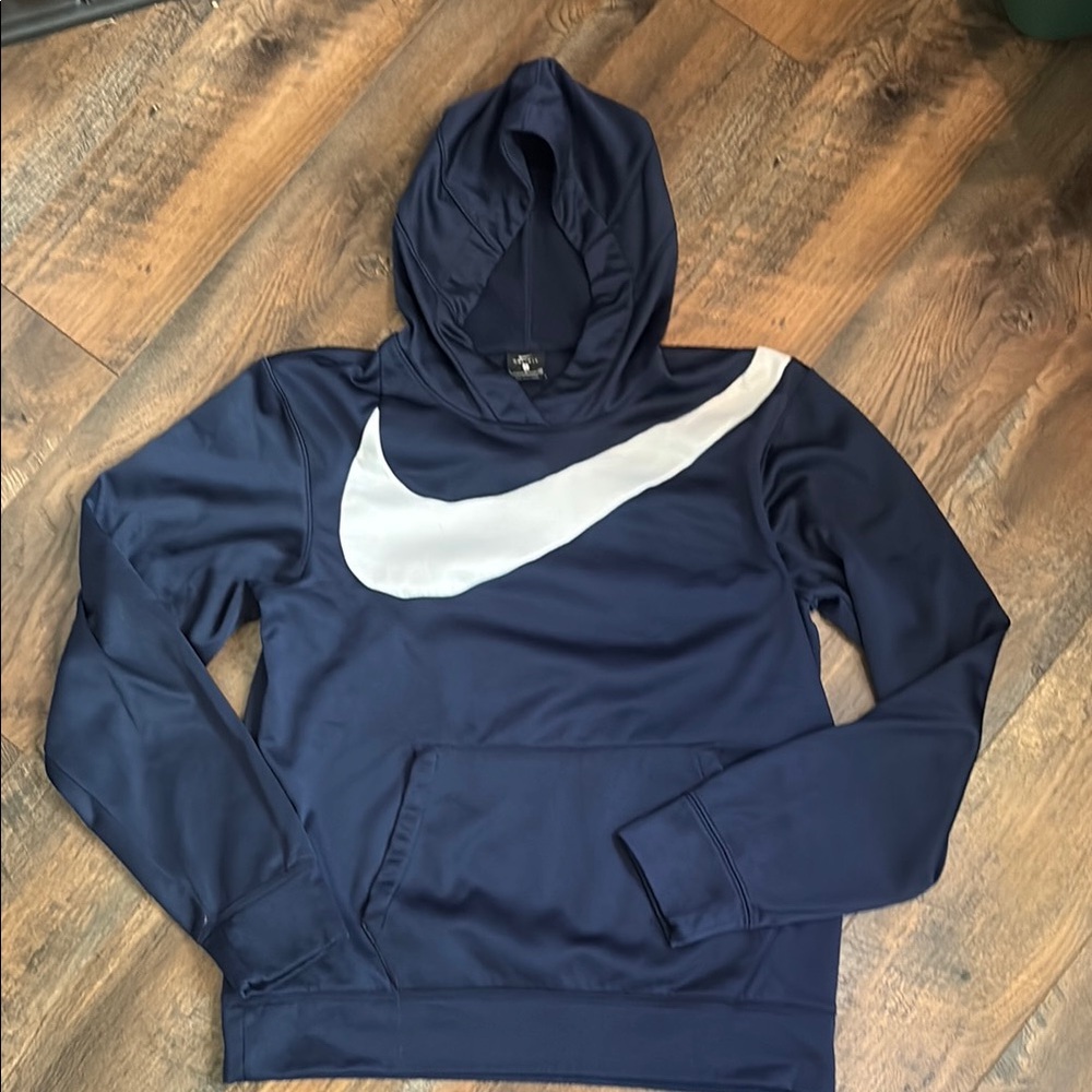 Nike Navy Blue Hoodie with White Swoosh